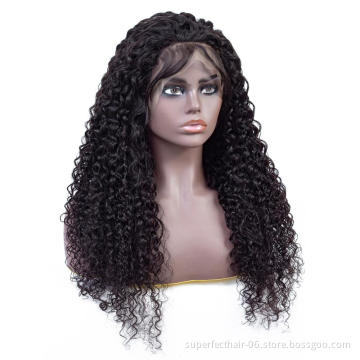 100 Percent Human Hair Wigs Natural Color 180% Density Curly Lace Wig With Baby Hair Remy Pre Plucked Natural Hairline